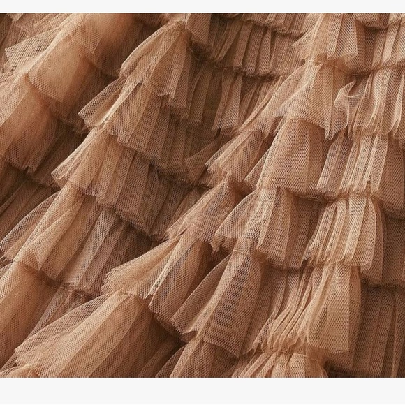 Elegant Tan Ruffled Skirt - Picture 3 of 4